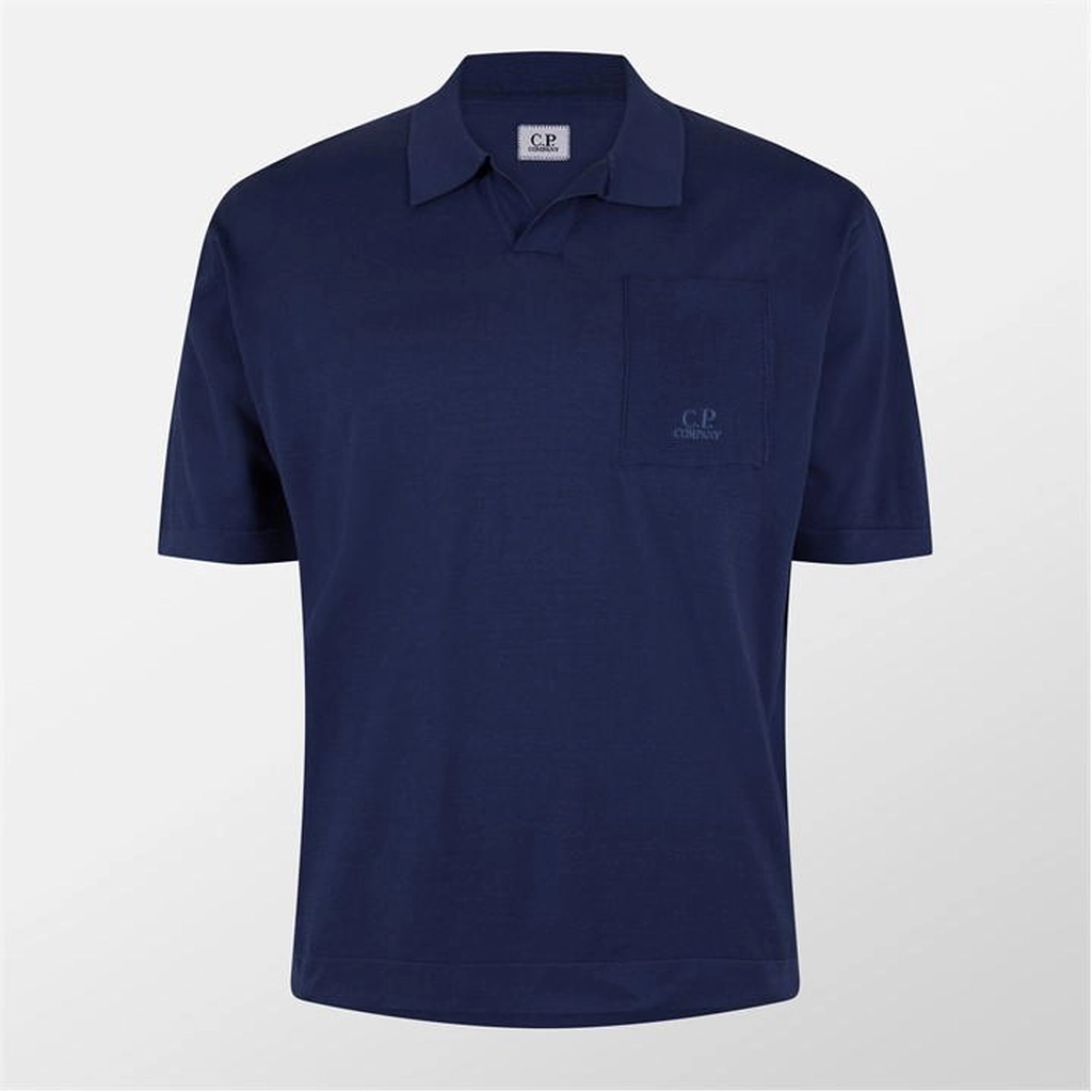 CP Company Knit Polo Shirt - Blue